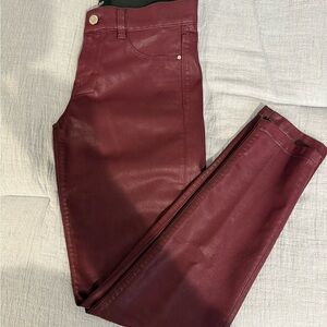 White House Black Market Deep Red Coated Skinny Jeans